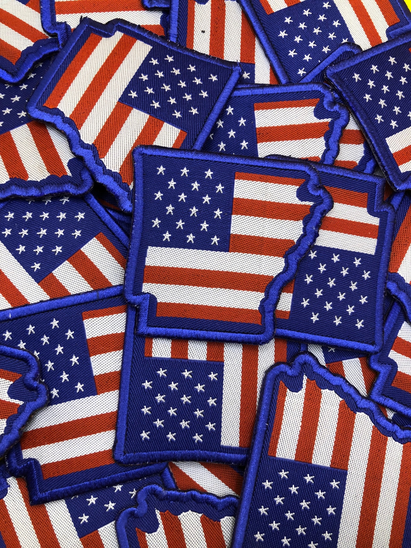 American flag state-shaped custom patch