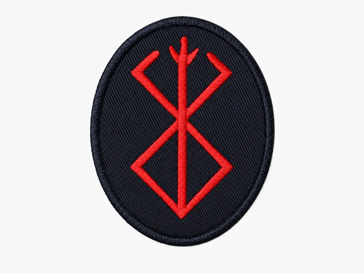 Front face of an embroidered iron-on patch